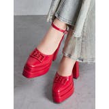 レッド | GGアンクルストラップチャンキーヒールパンプス | GYDA