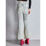 ハイウエストボタンBACKレースアップフレアデニムパンツ | GYDA | 詳細画像1 