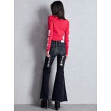 ハイウエストボタンBACKレースアップフレアデニムパンツ | GYDA | 詳細画像9 