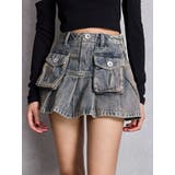 ハイウエストGG POKETプリーツデニムスカートライクショートパンツ | GYDA | 詳細画像12 