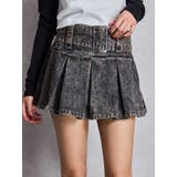 ハイウエストWIDE BELTプリーツデニムスカートライクショートパンツ | GYDA | 詳細画像20 