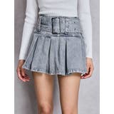 ハイウエストWIDE BELTプリーツデニムスカートライクショートパンツ | GYDA | 詳細画像22 