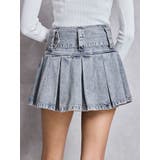 ハイウエストWIDE BELTプリーツデニムスカートライクショートパンツ | GYDA | 詳細画像23 