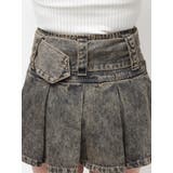 ハイウエストWIDE BELTプリーツデニムスカートライクショートパンツ | GYDA | 詳細画像27 