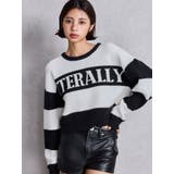 LITERALLYボーダーショートニットトップス | GYDA | 詳細画像2 