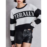 ブラック | LITERALLYボーダーショートニットトップス | GYDA