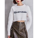 オフホワイト | Richest ラメベロアモールショートニットトップス | GYDA