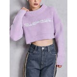 パープル | Richest ラメベロアモールショートニットトップス | GYDA