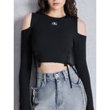 ブラック | Symmetry GYDAフロントレースアップニットトップス | GYDA