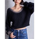 ブラック | オフショルブリーチニットトップス | GYDA