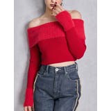 mix materialオフショルニットトップス | GYDA | 詳細画像1 