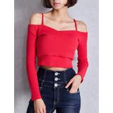 レッド | カシュクールデザインオフショルトップス | GYDA
