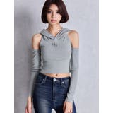 GGフードショルダーオープンデザインショートトップス | GYDA | 詳細画像10 