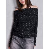 ブラック | ドットパターンオフショルトップス | GYDA