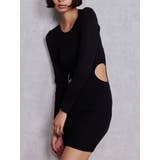 ブラック | LONG SLEEVE SIDE OPEN ニットミニワンピース | GYDA