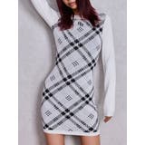 オフホワイト | GG embroideryラメCHECKニットワンピース | GYDA