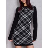 ブラック | GG embroideryラメCHECKニットワンピース | GYDA