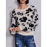 アイボリー | GG Leopardシャギーショートニットトップス | GYDA