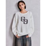 GGサガラ刺繍ケーブルニットトップス | GYDA | 詳細画像2 