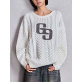 オフホワイト | GGサガラ刺繍ケーブルニットトップス | GYDA