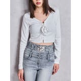 オフホワイト | フロントレースアップショートトップス | GYDA