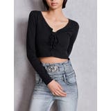 ブラック | フロントレースアップショートトップス | GYDA