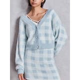 スカイブルー | CHECK shaggyニットカーディガン | GYDA