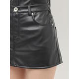 BACKリボンフェイクレザースカートライクミニワンピース | GYDA | 詳細画像14 