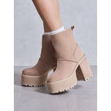 ベージュ | フェイクムートンplatformショートブーツ | GYDA