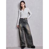 ハイウエストBACK CROSS POINTワイドデニムパンツ | GYDA | 詳細画像10