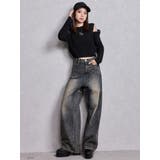 ハイウエストBACK CROSS POINTワイドデニムパンツ | GYDA | 詳細画像13