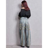 ハイウエストBACK CROSS POINTワイドデニムパンツ | GYDA | 詳細画像22