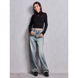 ハイウエストBACK CROSS POINTワイドデニムパンツ | GYDA | 詳細画像23