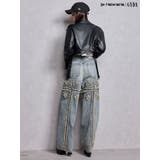 ハイウエストBACK CROSS POINTワイドデニムパンツ | GYDA | 詳細画像9