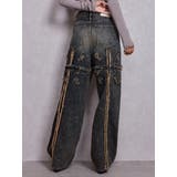 インディゴ | ハイウエストBACK CROSS POINTワイドデニムパンツ | GYDA