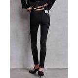 ブラック | ハイウエストウエストクロススキニーデニムパンツ | GYDA