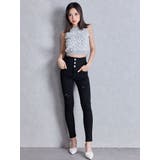 ハイウエストバッククロスダメージスキニーデニムパンツ | GYDA | 詳細画像34