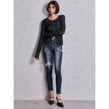 ミドルウエストSIDE RIPPEDスキニーデニムパンツ | GYDA | 詳細画像11