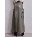 インディゴ | ハイウエストG bijou CARGOデニムロングスカート | GYDA