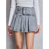 ハイウエストWIDE BELTプリーツデニムスカートライクショートパンツ | GYDA | 詳細画像25