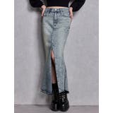 アイスブルー | ハイウエストHEM LACEマーメイドデニムスカート | GYDA