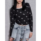 ブラック | GG patternタイトニットトップス | GYDA