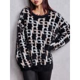 ブラック | GG PATTERN MIXシャギーニットトップス | GYDA