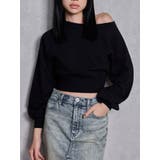 ブラック | Gemyntar embossワンショルニットトップス | GYDA