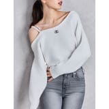 オフホワイト | Symmetry GYDAワンショルチェーンニットトップス | GYDA