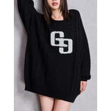 GGサガラ刺繍ケーブルニットトップス | GYDA | 詳細画像1