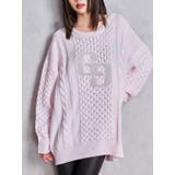 ピンク | GGサガラ刺繍ケーブルニットトップス | GYDA