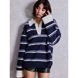 スキッパーPOLOボーダーニットトップス | GYDA | 詳細画像10 