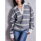 グレー | スキッパーPOLOボーダーニットトップス | GYDA