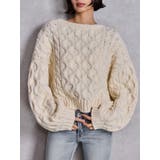 アイボリー | ケーブルクルーネックニットトップス | GYDA